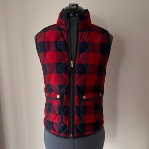 J. Crew Red and Black Plaid Vest